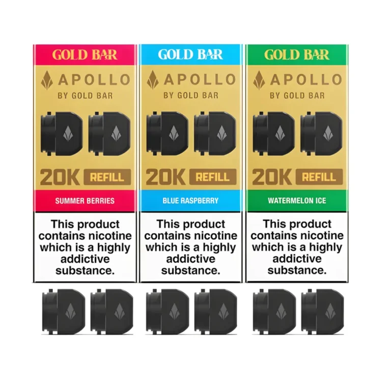 Gold Bar Apollo 20K Prefilled Refill Pods | Only £2.99 | Buy 3 for £8