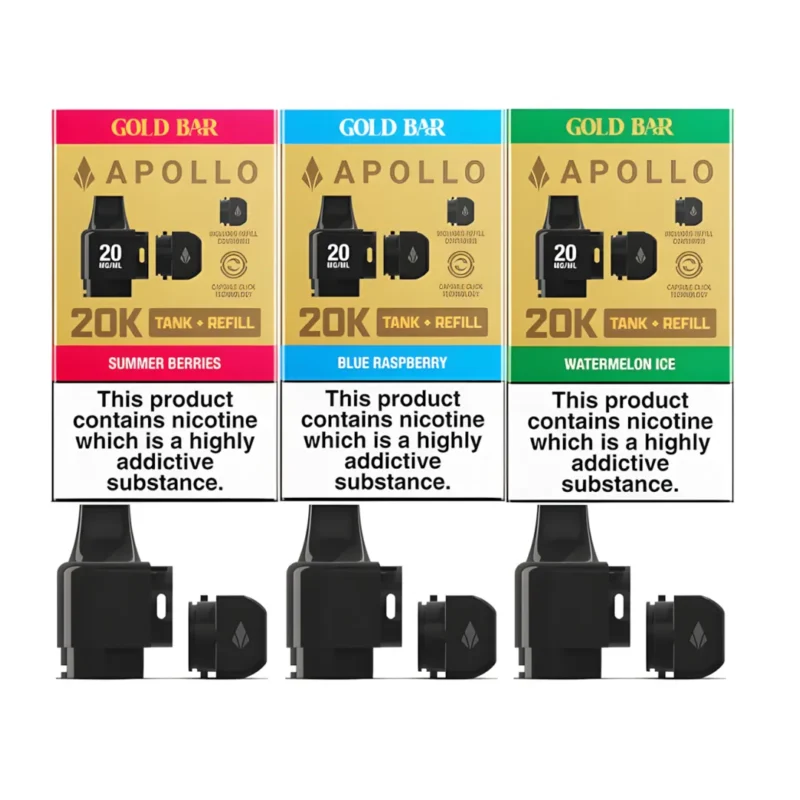 Gold Bar Apollo 20K Tank and Refill Pod | Only £2.99 | Buy 3 for £8